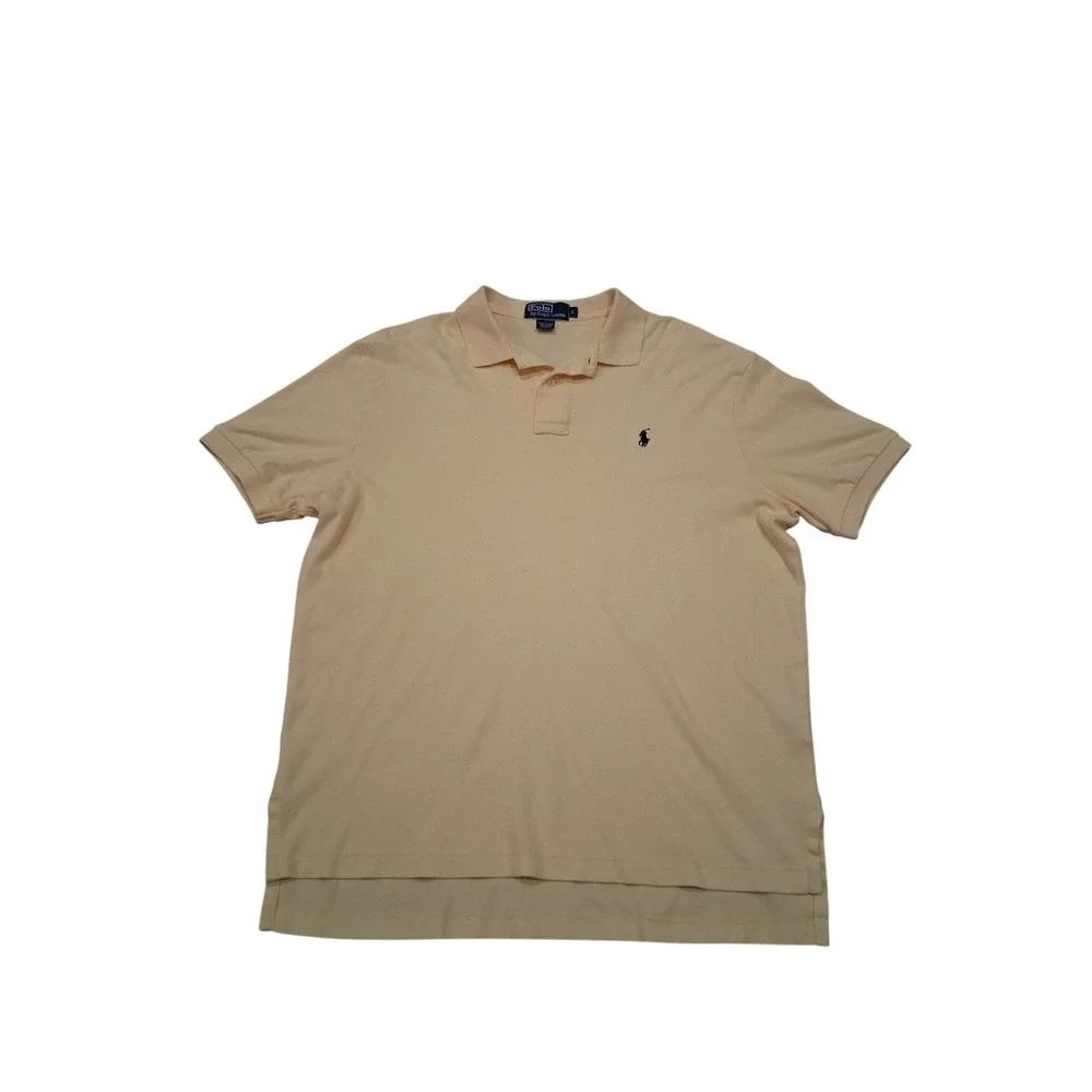 Polo Ralph Lauren Mens Large Yellow Short Sleeve 100% Cotton Logo Polo Shirt